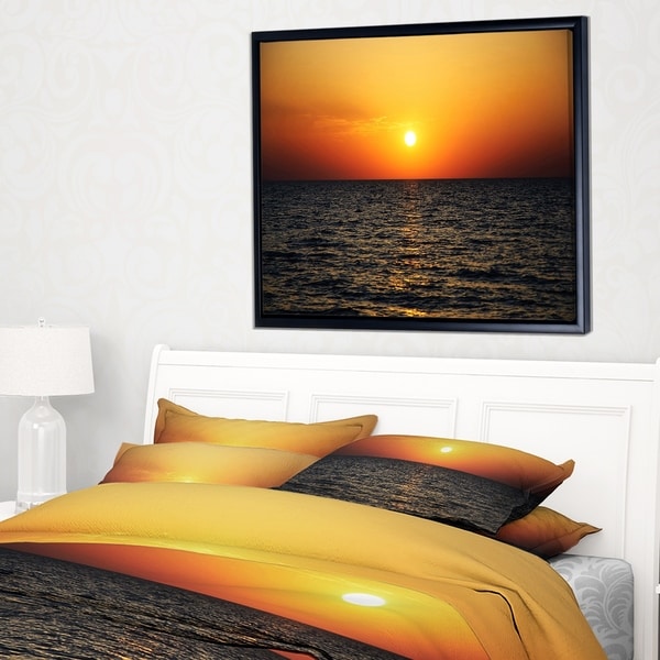 Designart 'Sunset Panorama under Sea Surface' Modern Seashore Framed Canvas Art