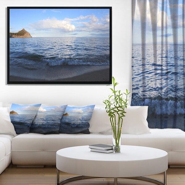 Designart 'Wave with Whitecaps on Lake Baikal' Seashore Framed Canvas Art Print