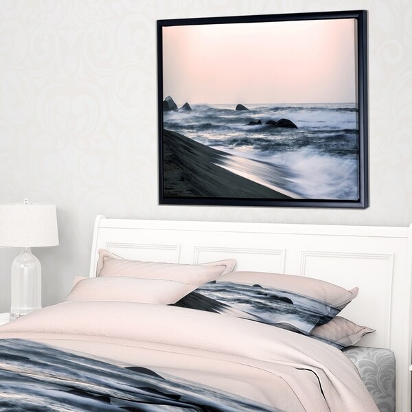 Designart 'Wonderful Long Exposure Sea Waves' Beach Photo Framed Canvas Print