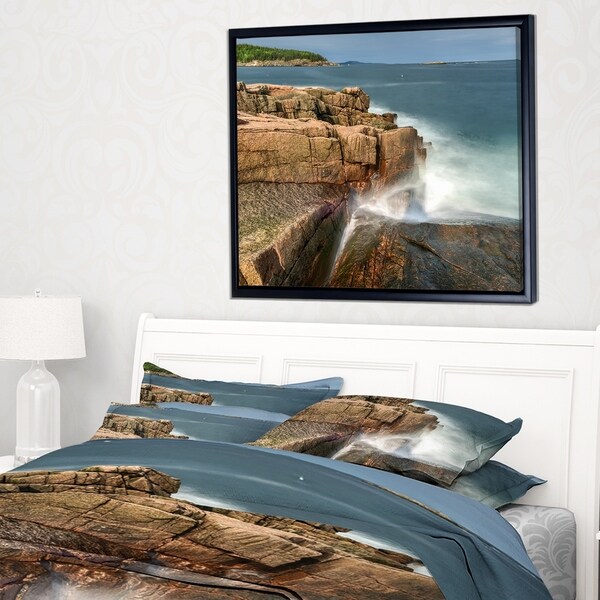 Designart 'Acadia National Park Coast' Oversized Beach Framed Canvas Artwork
