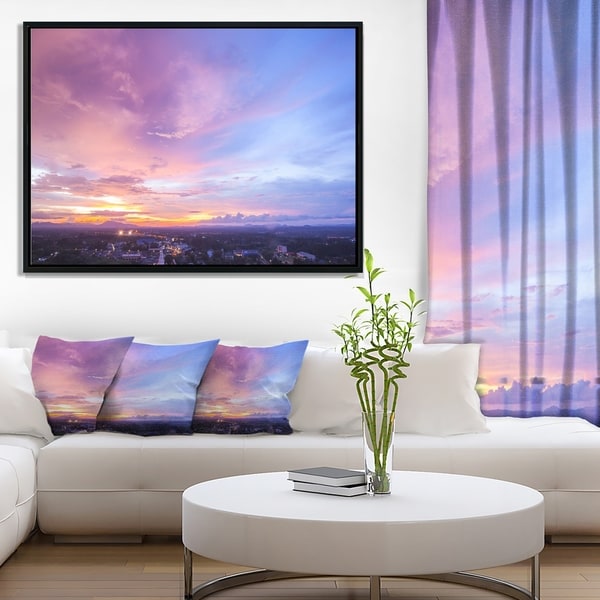 Designart 'Beautiful Sunset at Trang Thailand' Landscape Framed Canvas Art