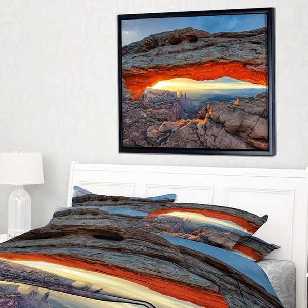 Designart 'Sunrise at Mesa Arch in Canyon lands' Large Flower Framed Canvas Wall Art