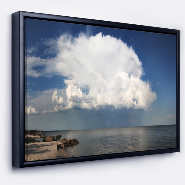 Designart 'Heavy White Cloud above Sea' Contemporary Landscape Framed Canvas Art
