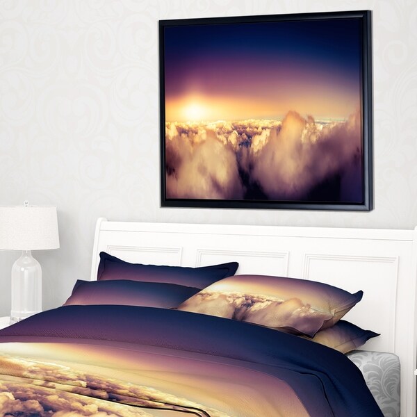Designart 'Blue Sky over Clouds Panorama' Landscape Framed Canvas Art Print