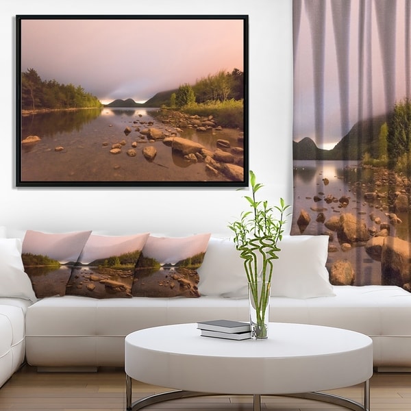 Designart 'Jordan Pond in Acadia Park' Contemporary Landscape Framed Canvas Art