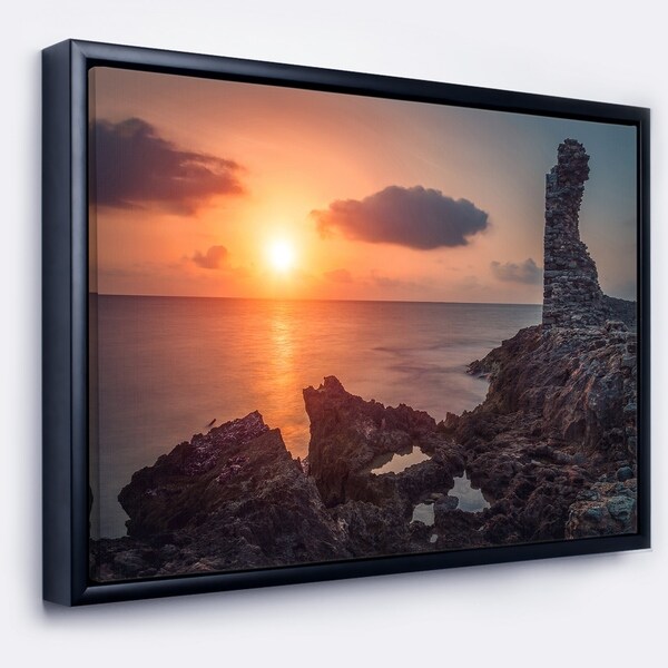 Designart 'African Ancient Ruins at Seashore' Oversized Beach Framed Canvas Artwork