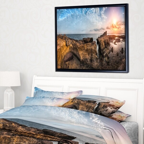 Designart 'Bright African Seashore Panorama' Oversized Beach Framed Canvas Artwork
