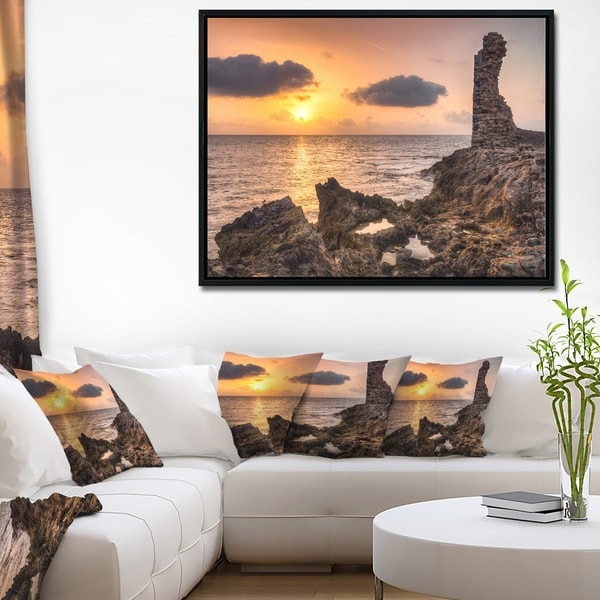Designart 'Historic Ruins at Sunset Africa' Extra Large Seashore Framed Canvas Art