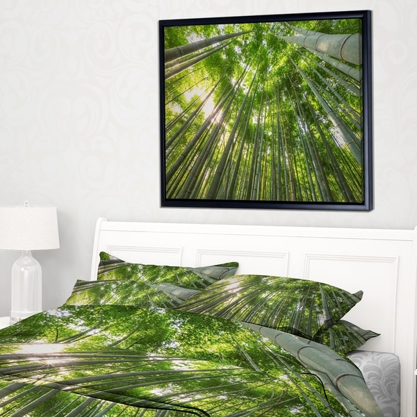 Designart 'Peaks of Bamboo in Kyoto Forest' Oversized Forest Framed Canvas Artwork