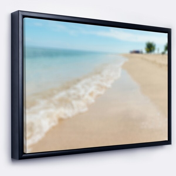 Designart 'Tropical Island Beach Waves' Modern Seascape Framed Canvas Artwork