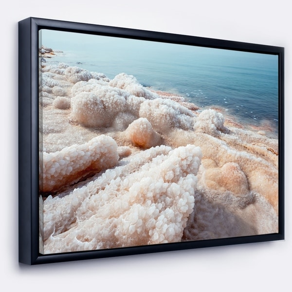 Designart 'Crystallized Salt on Dead Sea Beach' Extra Large Seashore Framed Canvas Art