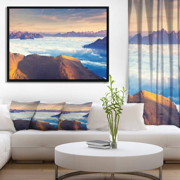 Designart 'Val Gardena Valley Panorama' Extra Large Seashore Framed Canvas Art