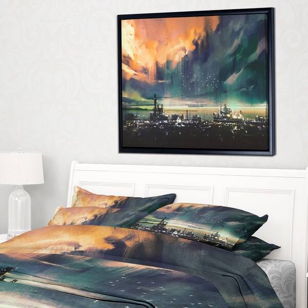 Shop Designart Abstract Sci Fi City Watercolor Large