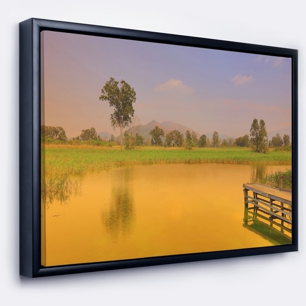 Designart 'Wetland of Nam Sang Wai Orange' Large Seascape Art Framed Canvas Print
