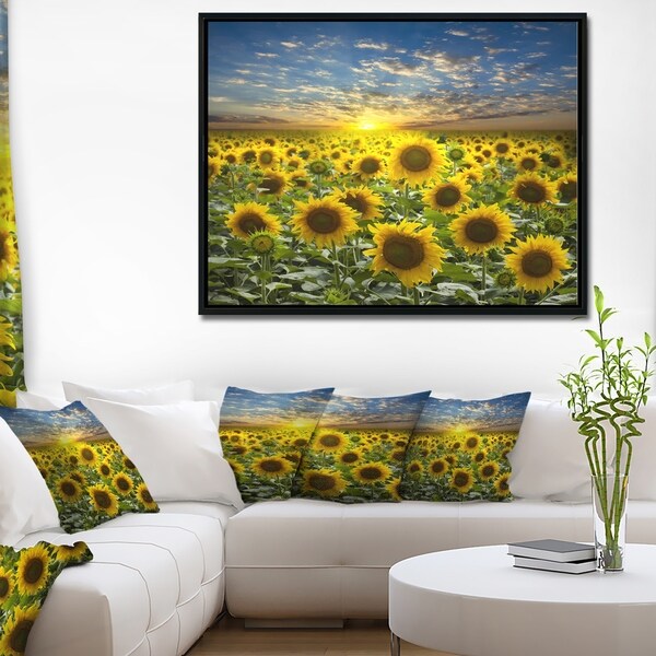 Shop Designart 'Field of Blooming Sunflowers' Large Flower Framed