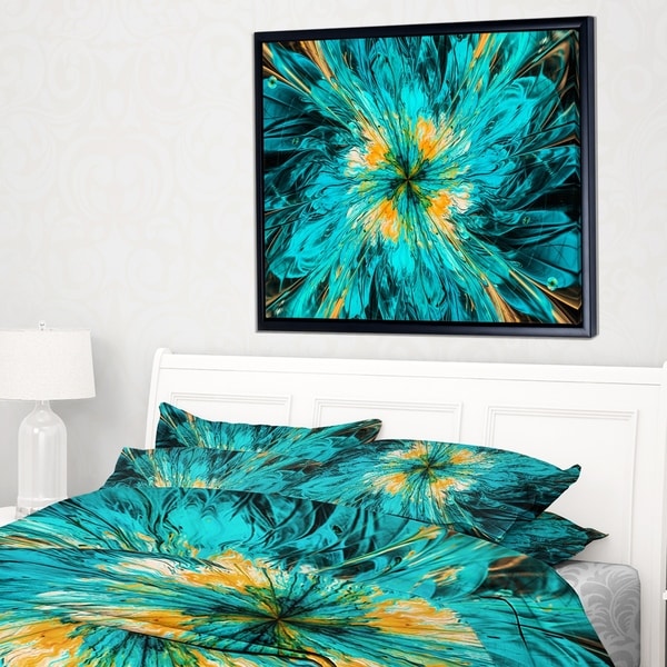 Designart 'Layered Blue Fractal Flower Petals' Floral Framed Canvas Art Print