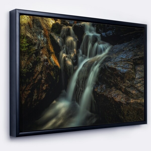 Designart 'Slow Motion Waterfall in Summer' Landscape Framed Canvas Art Print
