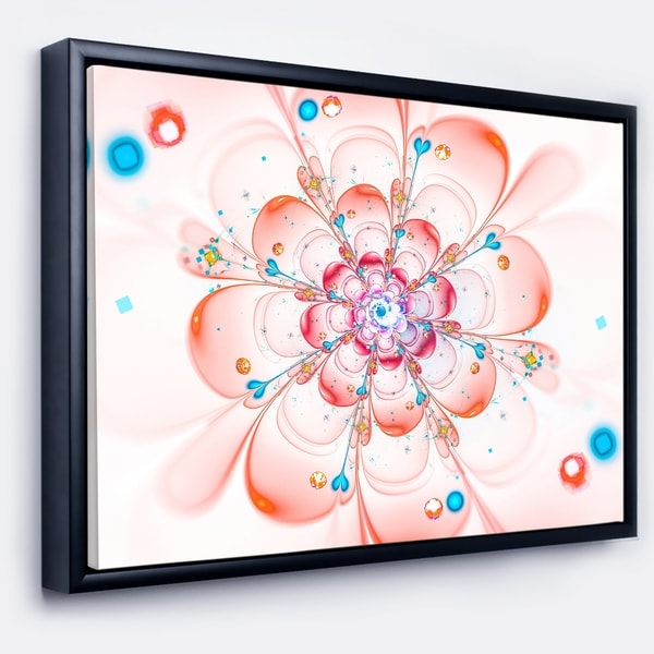 Designart 'Pink Fractal Flower Petals Close up' Floral Framed Canvas Art Print