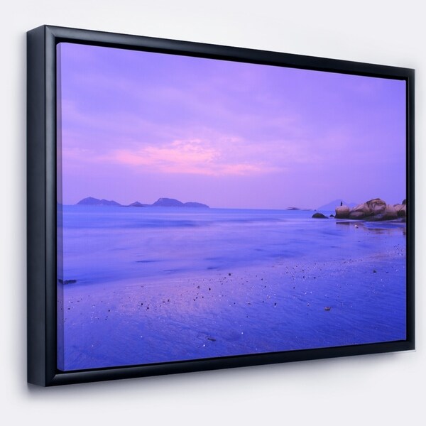 Designart 'Blue Sunset at Lung Kwu Tan Coastline' Landscape Artwork Framed Canvas