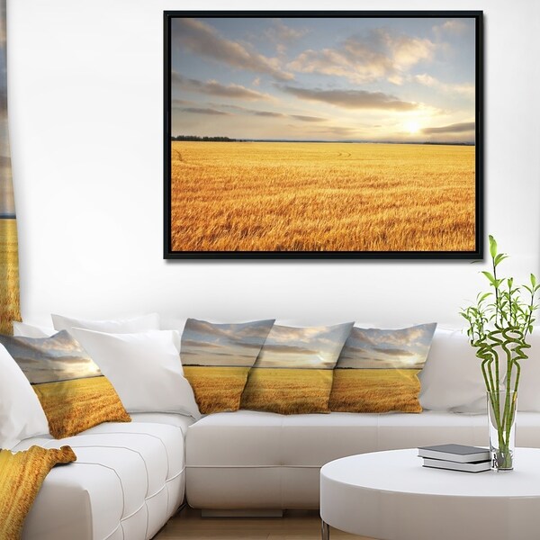 Designart 'Expansive Brown Field' Landscape Framed Canvas Art Print