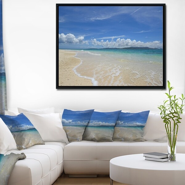 Designart 'Gorgeous Beach in summertime' Modern Seascape Framed Canvas Artwork