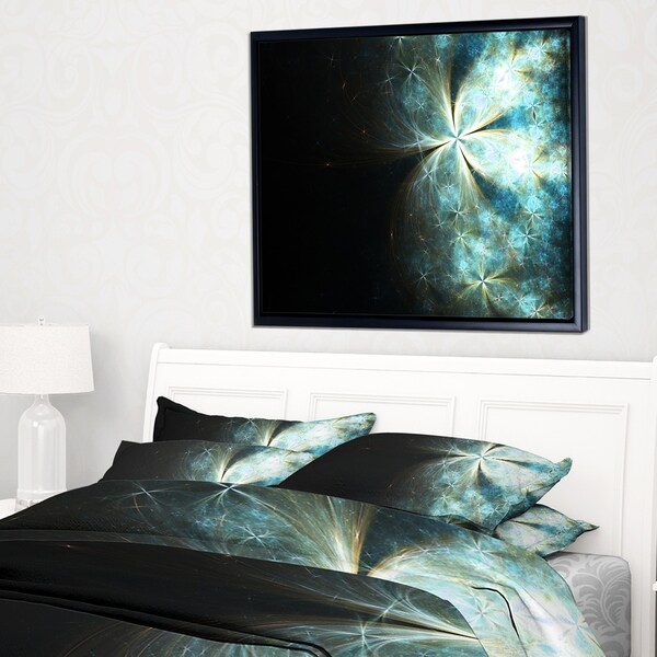 Designart 'Glittering Gold Purple Fractal Flower' Floral Framed Canvas Art Print