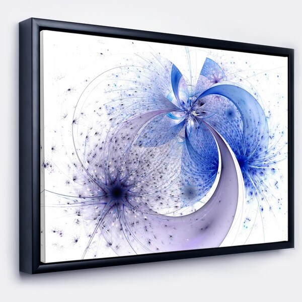 Designart 'Bright Blue Symmetrical Fractal Flower' Floral Framed Canvas Art Print