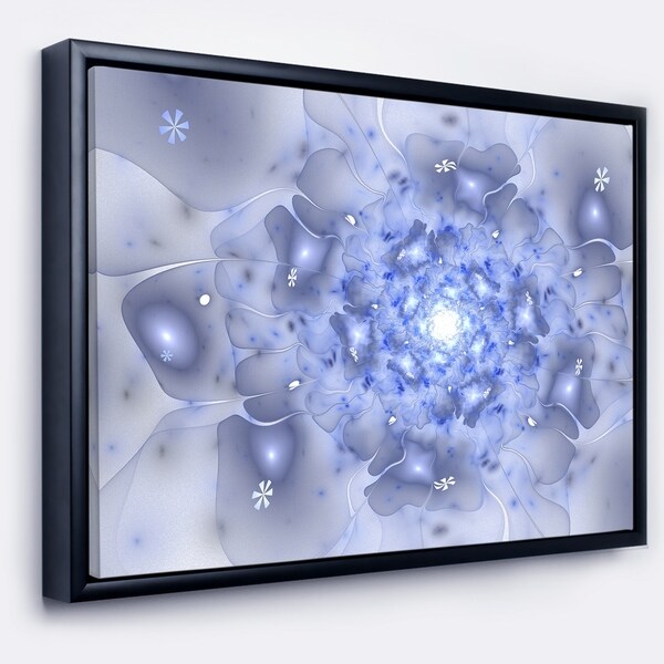 Designart 'Glittering Gold Purple Fractal Flower' Large Floral Framed Canvas Art Print