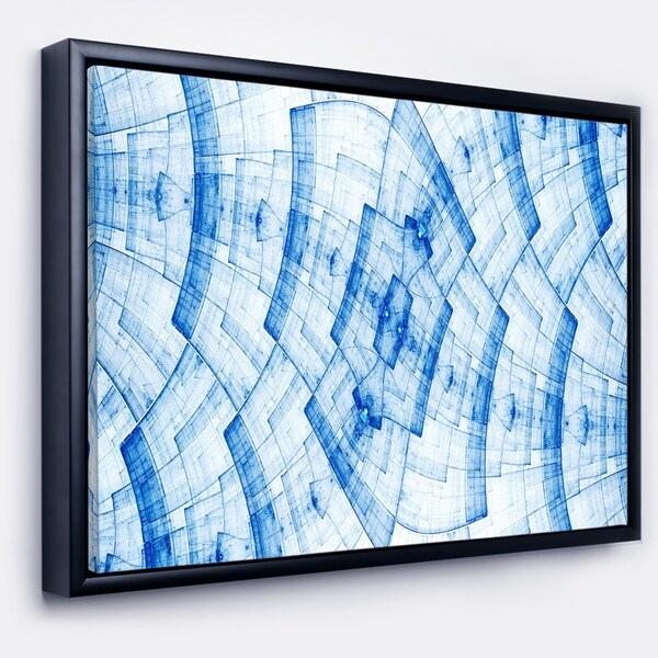 Designart 'Light Blue Fractal Flower Grid' Abstract Art on Framed Canvas