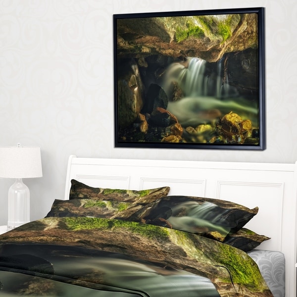 Designart 'Wasatch National Forest Waterfall' Landscape Framed Canvas Art Print