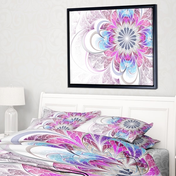 Designart 'Purple and Blue Large Flower Fractal' Floral Framed Canvas Art Print
