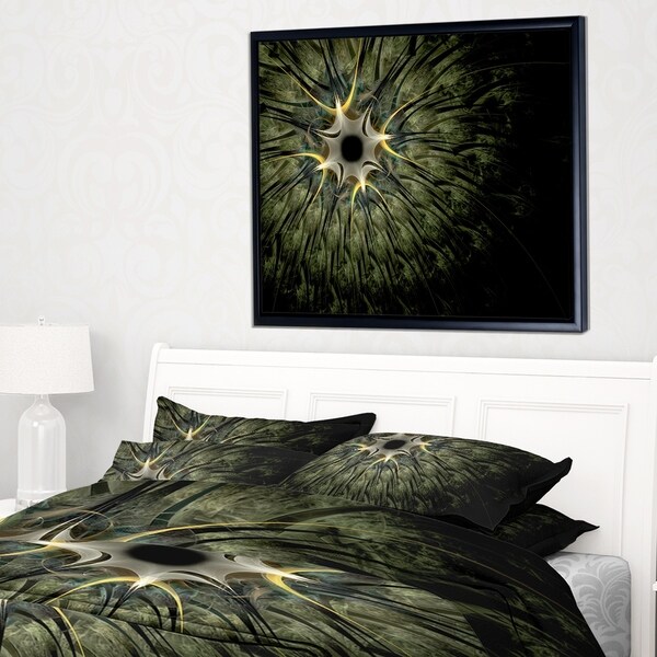 Designart 'Large Symmetrical Fractal Flower Design' Floral Framed Canvas Art Print