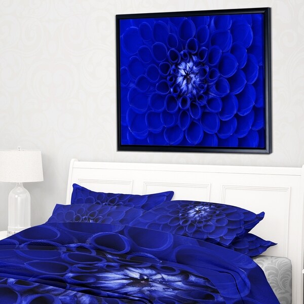 Shop Designart 'Abstract Blue Flower Design' Floral Framed Canvas Art