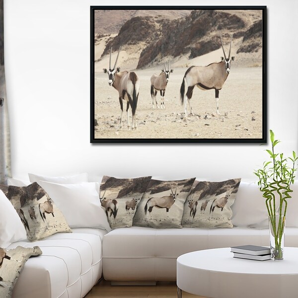 Designart 'Beautiful Wildebeests on Valley' Landscape Artwork Framed Canvas