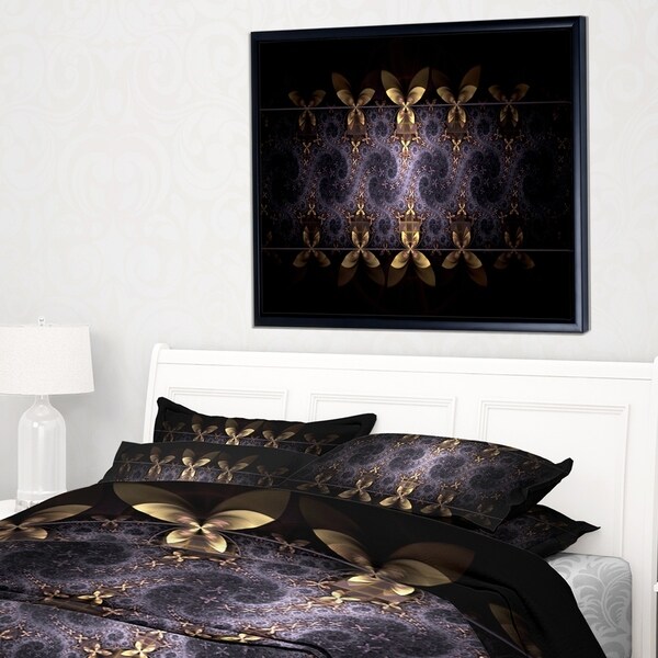 Designart 'Yellow and Violet Fractal Flower' Floral Framed Canvas Art Print