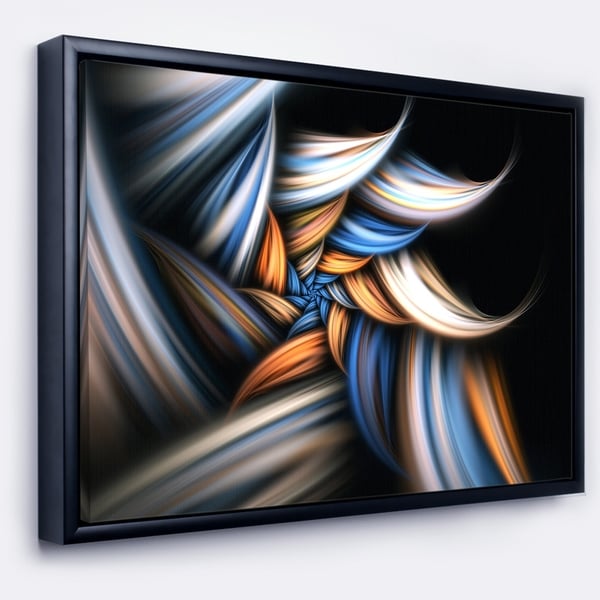Designart 'Multi Color Fractal Floral Pattern in Black' Floral Framed Canvas Art Print