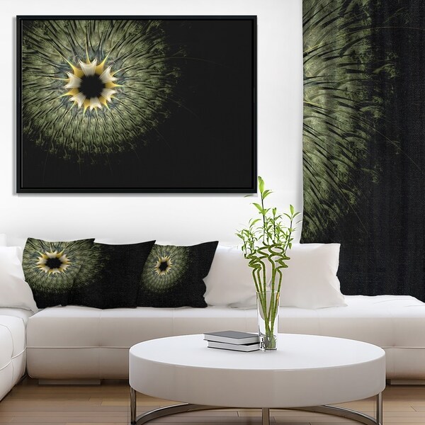 Designart 'Symmetrical Fractal Flower in Light Green' Floral Framed Canvas Art Print