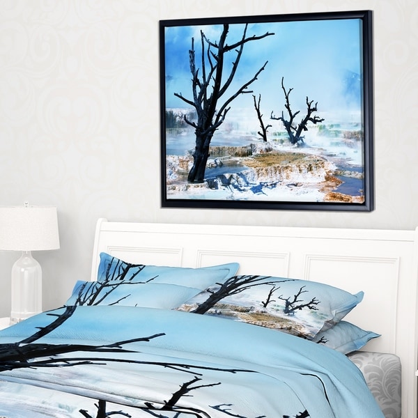 Designart 'Beautiful Land with Large Dry Trees' Extra Large Landscape Framed Canvas Art