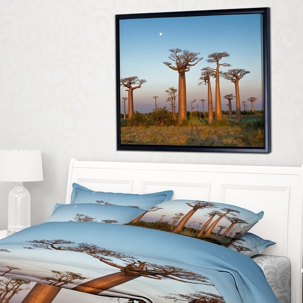 Designart 'Field of Boababs under Clam Sky' Oversized African Landscape Framed Canvas Art