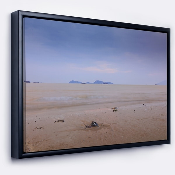 Designart 'Soft Blue Sunset at Lung Kwu Tan Beach' Landscape Artwork Framed Canvas