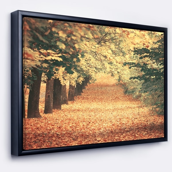 Designart 'Autumn Forest with Walking Path' Modern Forest Framed Canvas Wall Art