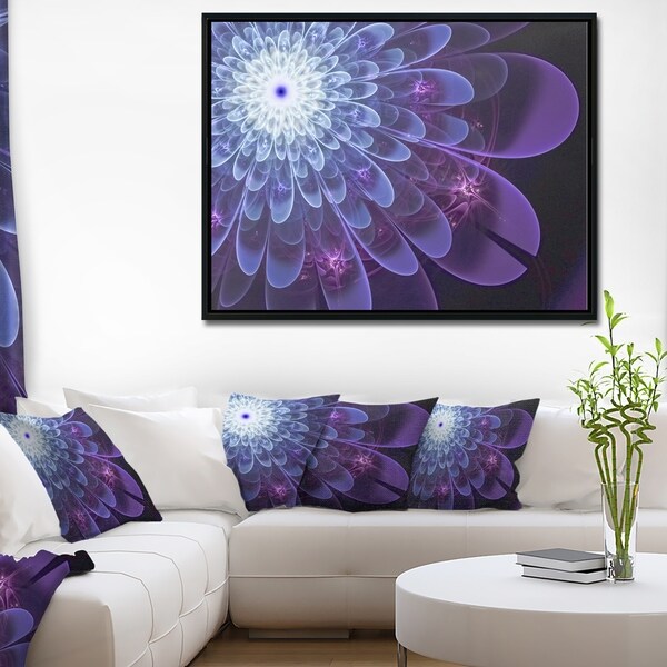 Designart 'Purple Fractal Flower Petals Close up' Floral Framed Canvas Art Print