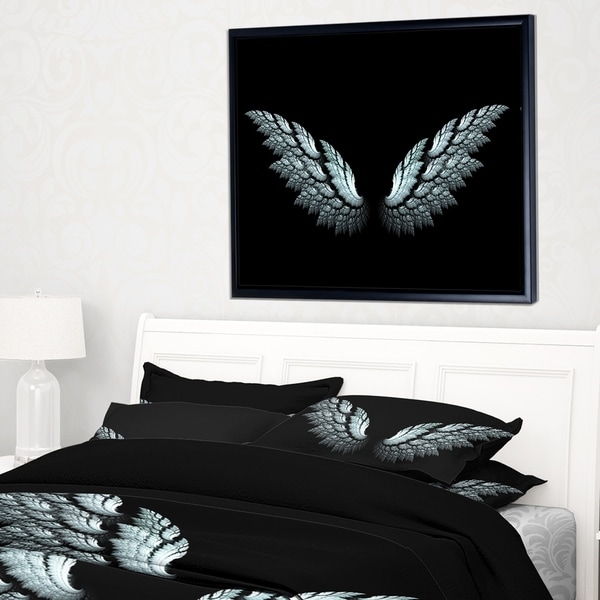 Designart 'Angel Wings on Black Background' Abstract Framed Canvas Art Print