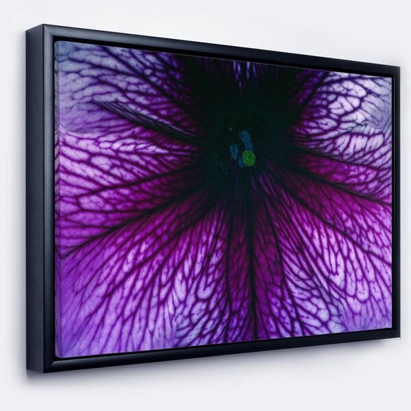 Designart 'Abstract Purple Floral Design' Floral Framed Canvas Art Print