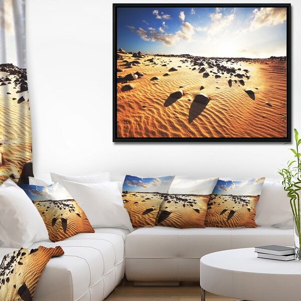 Designart 'Beautiful Rocky Sand Desert' African Landscape Framed Canvas Art Print