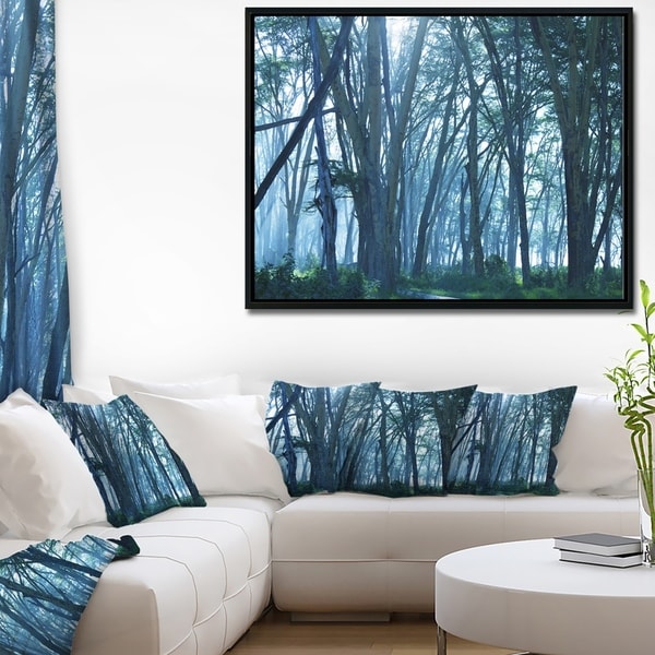 Designart 'Dense Rain Forest on Foggy Day' Oversized Landscape Framed Canvas Art