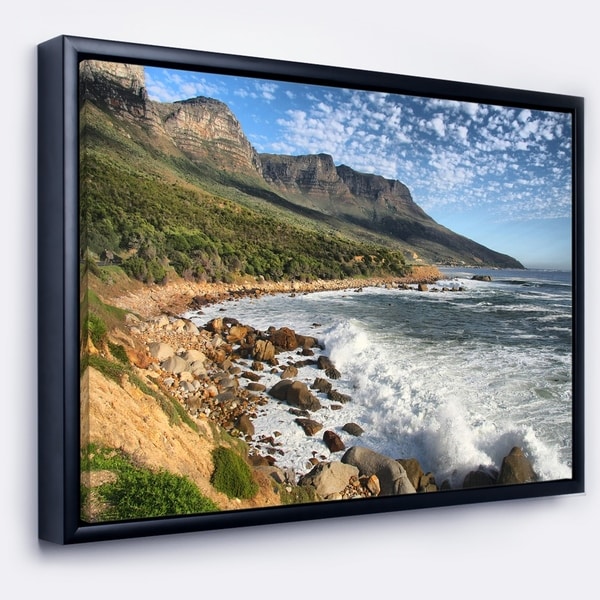 Designart 'Beautiful South African Seashore' Large Seashore Framed Canvas Print