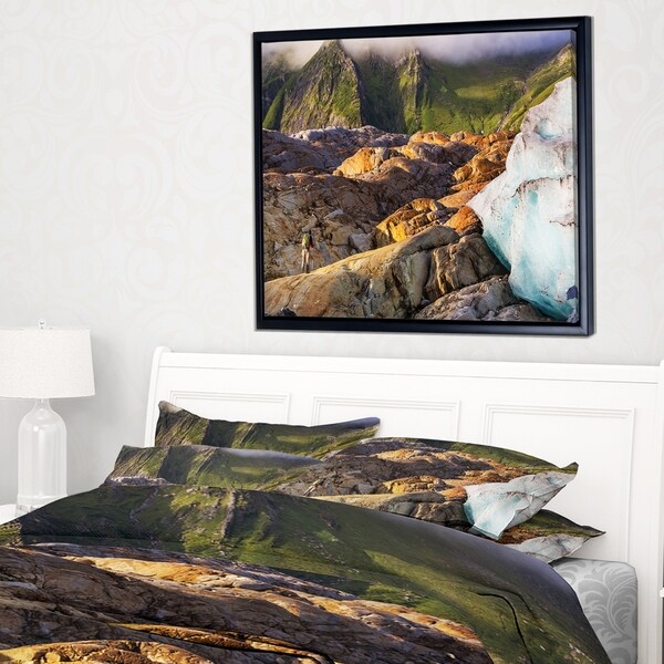 Designart 'Hike in Norway Mountains' Landscape Framed Canvas Art Print