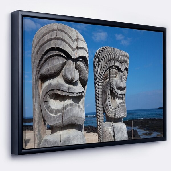 Designart 'Hawaiian Tiki Gods' Oversized Landscape Framed Canvas Art