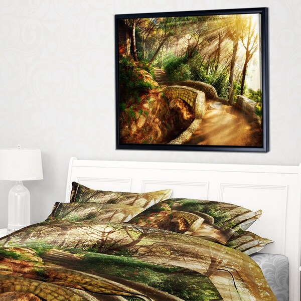 Designart 'Bright Sun in Mystical Park' Large Landscape Framed Canvas Art